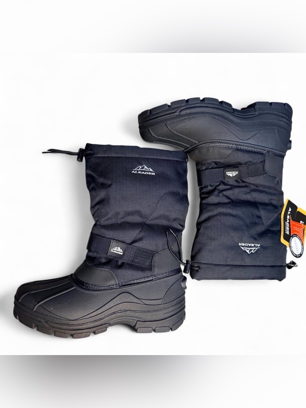 Alpader Men's Black Waterproof Snow Boots